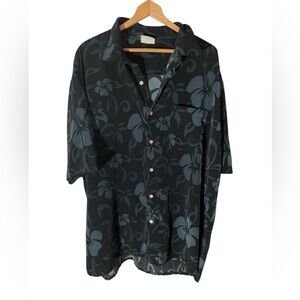 D8- black w gray tropical flowers island tropics 2XLT